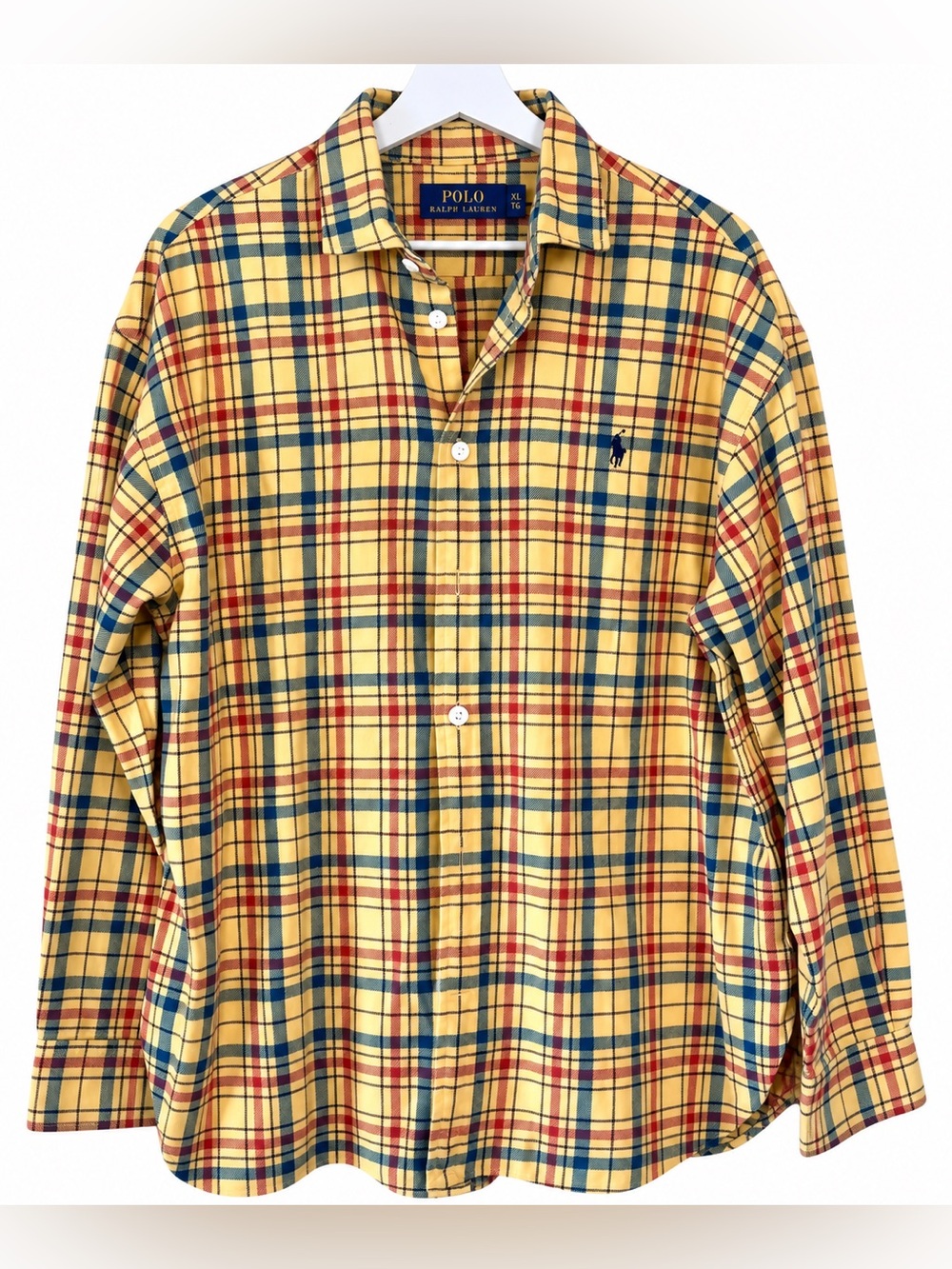 Polo Ralph Lauren Men’s CL Yellow Plaid Flannel Shirt Cotton Button Down Preppy